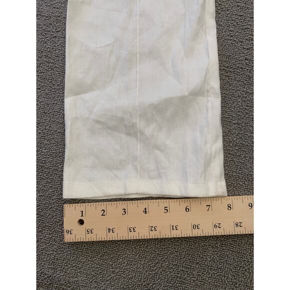 Monrow Women Medium White Wide Leg Linen Blend Pants - Picture 6 of 14